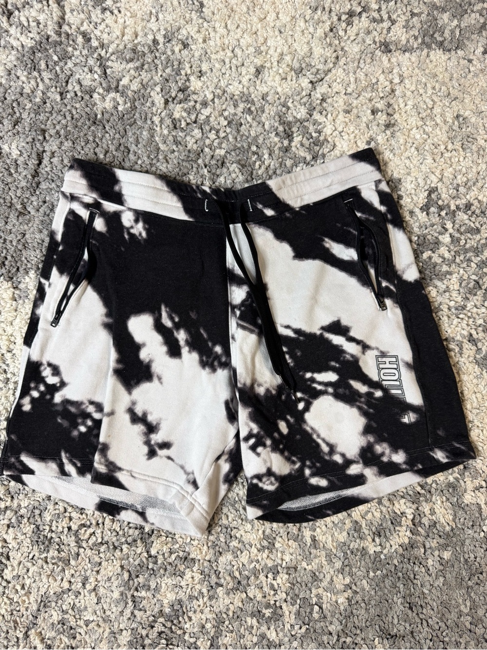 Hollister, Men’s Black & White Marbled Sweat Shorts, Large
